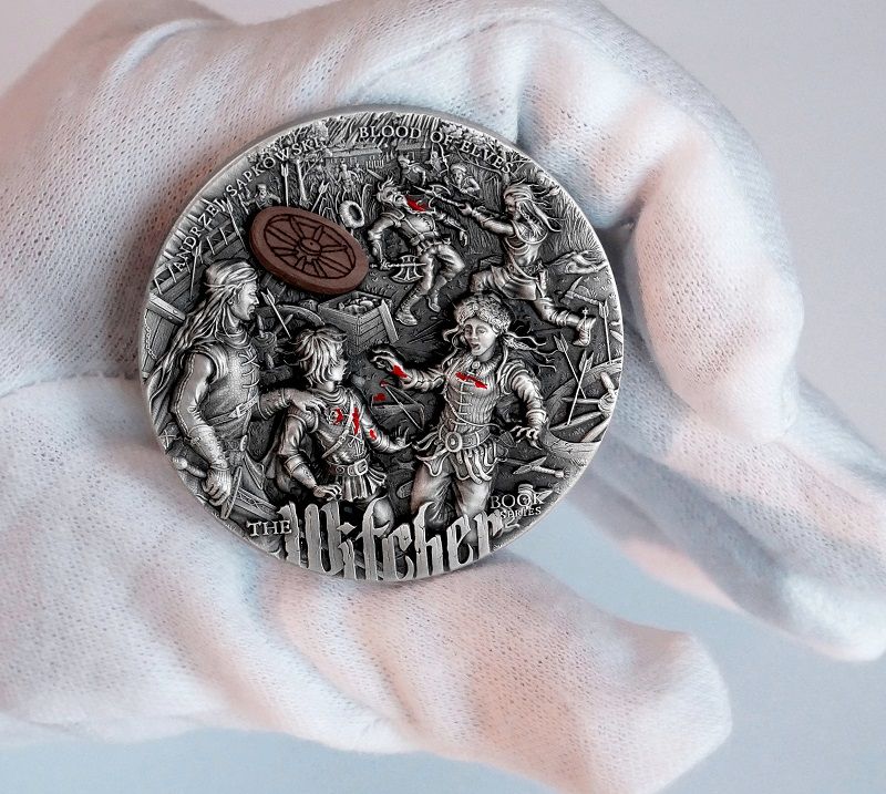 srebrna moneta wiedźmin 5$ krew elfów